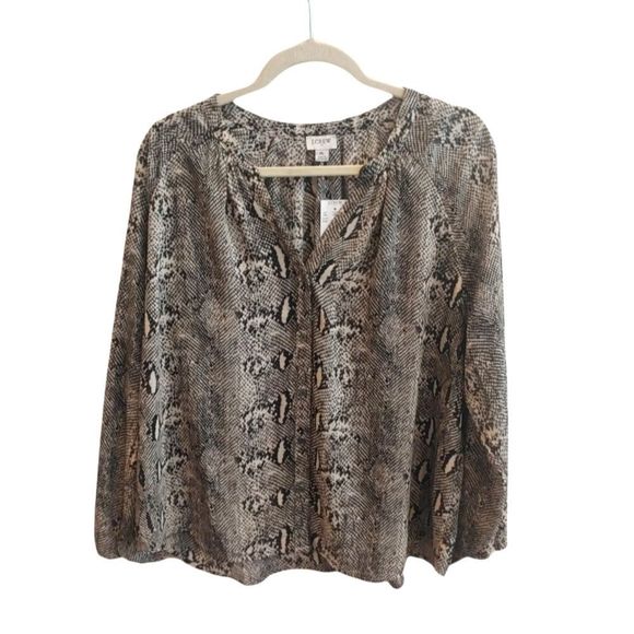J. Crew Tops - NWT J. CREW Women's Black and White Snakeskin Print V-Neck Button Down B…